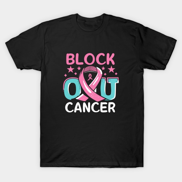 Block Out Cancer Volleyball Breast Cancer Awareness T-Shirt by Artmoo